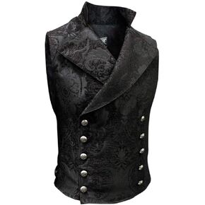 Shrine Men's Victorian Gothic Formal Cavalier Vest Blue Black Tapestry in Saudi Arabia