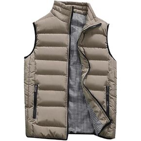 ZHUER Men's Outdoor Casual Vest Coat Stand Collar Sleeveless Padding Puffer Vest Lightweight Zip Quilted Gilet Jacket Outwear in Kuwait