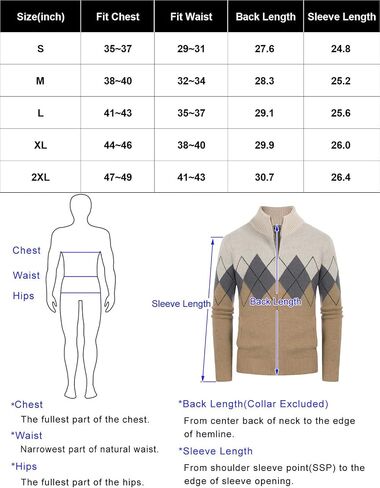 PJ PAUL JONES Mens Full Zip Cardigan Sweaters Argyle Stand Collar Knitwear in Saudi Arabia