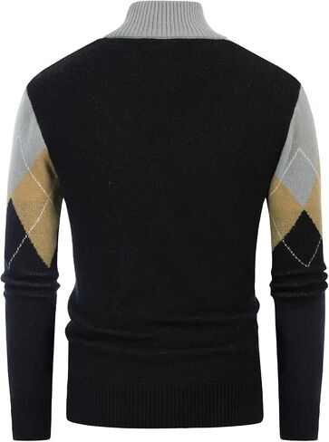 PJ PAUL JONES Mens Full Zip Cardigan Sweaters Argyle Stand Collar Knitwear in Saudi Arabia