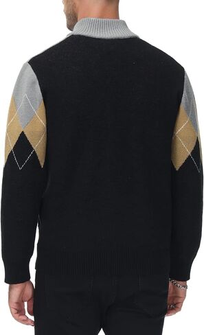 PJ PAUL JONES Mens Full Zip Cardigan Sweaters Argyle Stand Collar Knitwear in Saudi Arabia