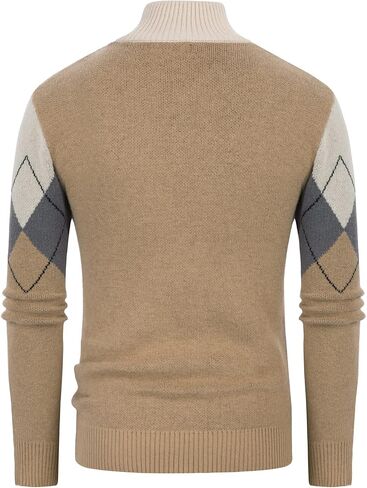 PJ PAUL JONES Mens Full Zip Cardigan Sweaters Argyle Stand Collar Knitwear in Saudi Arabia