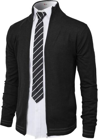 H2H Mens Casual Slim Fit Knitted Cardigan Zip-up Long Sleeve Thermal with Twisted Pattern in Kuwait