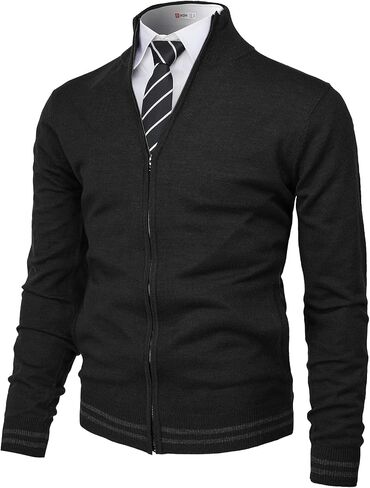 H2H Mens Casual Slim Fit Knitted Cardigan Zip-up Long Sleeve Thermal with Twisted Pattern in Kuwait