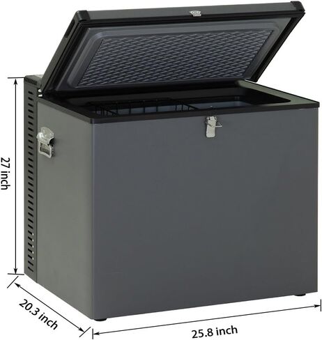 SMETA 12v Portable Refrigerator Propane Freezer RV Freezer 110/12 volt Chest Outdoor Camping Freezer Deep Electric LPG AC/DC 3-way Gas Absorption Chest Freezer Cooler Off Solar for RV, 2.4 Cu.Ft, Black with Lock in Kuwait