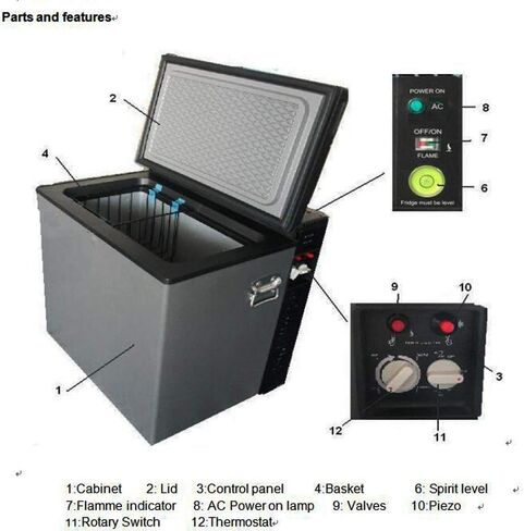 SMETA 12v Portable Refrigerator Propane Freezer RV Freezer 110/12 volt Chest Outdoor Camping Freezer Deep Electric LPG AC/DC 3-way Gas Absorption Chest Freezer Cooler Off Solar for RV, 2.4 Cu.Ft, Black with Lock in Kuwait