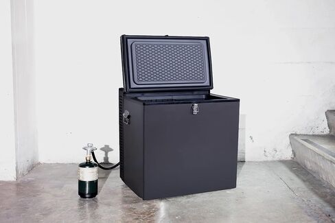 SMETA 12v Portable Refrigerator Propane Freezer RV Freezer 110/12 volt Chest Outdoor Camping Freezer Deep Electric LPG AC/DC 3-way Gas Absorption Chest Freezer Cooler Off Solar for RV, 2.4 Cu.Ft, Black with Lock in Kuwait