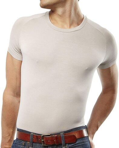 Mr. Davis Men's Bamboo Viscose Tailored Cut Crew Neck Undershirt 3 Pack in Kuwait