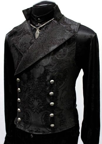 Shrine Men's Victorian Gothic Formal Cavalier Vest Blue Black Tapestry in Saudi Arabia