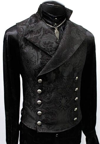 Shrine Men's Victorian Gothic Formal Cavalier Vest Blue Black Tapestry in Saudi Arabia