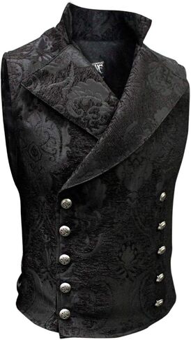 Shrine Men's Victorian Gothic Formal Cavalier Vest Blue Black Tapestry in Saudi Arabia