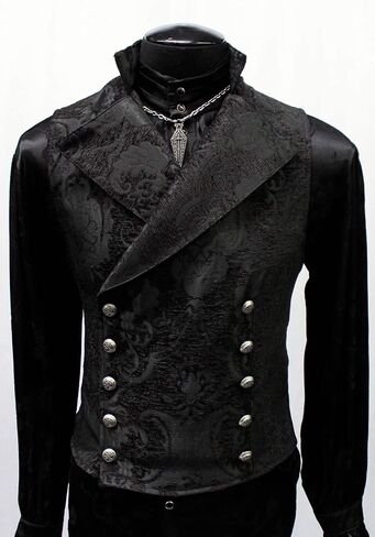 Shrine Men's Victorian Gothic Formal Cavalier Vest Blue Black Tapestry in Saudi Arabia