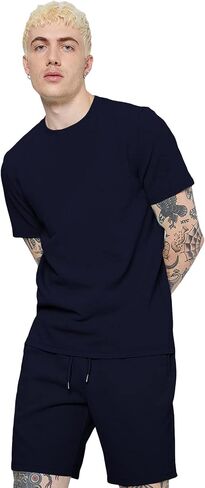 Floerns Men's Two Piece Summer Tracksuit Set Short Sleeve Tee Shirt and Shorts Set in Saudi Arabia