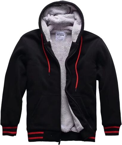 Zusmen Men's Winter Thick Zipper Fleece Hoodie Sweatshirts Jacket Big Tall Warm Coat in Saudi Arabia