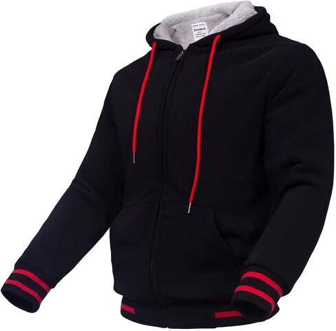 Zusmen Men's Winter Thick Zipper Fleece Hoodie Sweatshirts Jacket Big Tall Warm Coat in Saudi Arabia