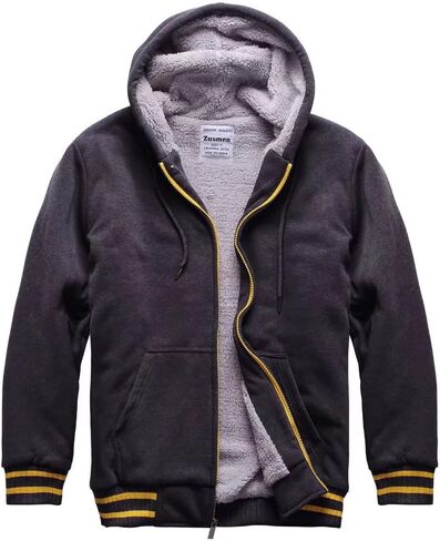 Zusmen Men's Winter Thick Zipper Fleece Hoodie Sweatshirts Jacket Big Tall Warm Coat in Saudi Arabia