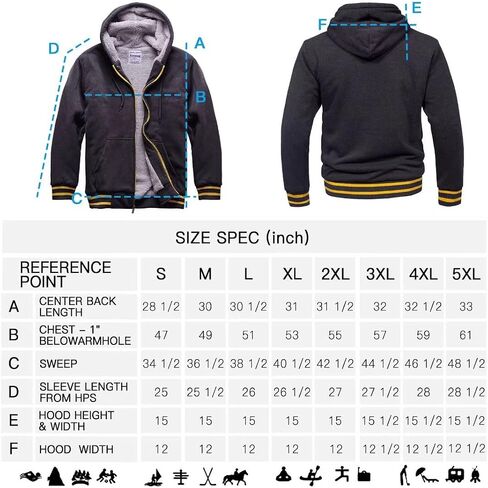 Zusmen Men's Winter Thick Zipper Fleece Hoodie Sweatshirts Jacket Big Tall Warm Coat in Saudi Arabia