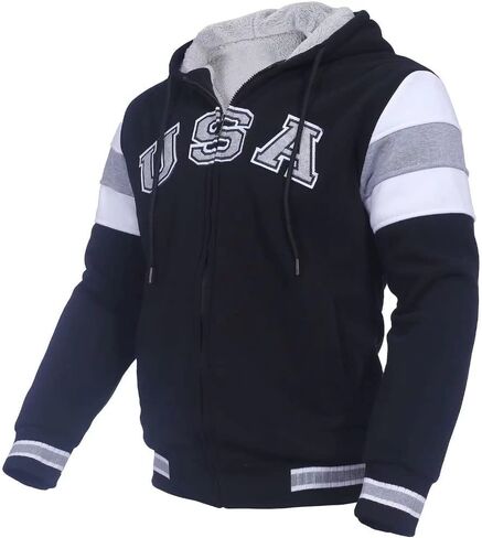 Zusmen Men's Winter Thick Zipper Fleece Hoodie Sweatshirts Jacket Big Tall Warm Coat in Saudi Arabia