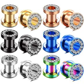 IRONBOX 6Pairs 00Gauges Ear Tunnel Expander Earrings Stainless Steel with Ziecon 0G Ear Plugs Earrings 2G Ear Stretcher Piercings Jewelry 14G-00G Double Flared Screw Fit Ear Gauges Set in Saudi Arabia
