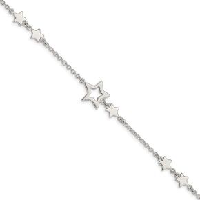 Solid 925 Sterling Silver Star Bracelet - with Secure Lobster Lock Clasp 7.5" in Kuwait