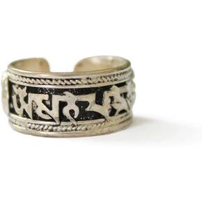 Bohemian Style Tibetan Om Adjustable Ring | Argentium Plated Stainless Steel Jewelry From Nepal in Saudi Arabia