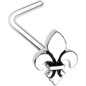 Covet Jewelry Fleur De Lis L-Shape Nose Ring in Kuwait