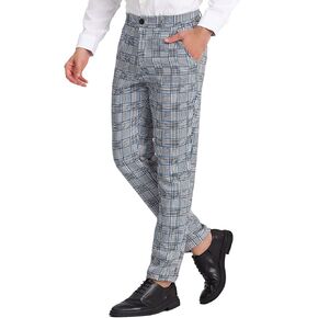 Lars Amadeus Men's Classic Plaid Dress Pants Flat Front Checked Office Prom Trousers