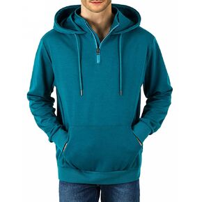 Ohoo Men's Quarter Zip Pullover Hoodie with Mock Neck Lightweight Regular Fit Hooded Sweatshirt