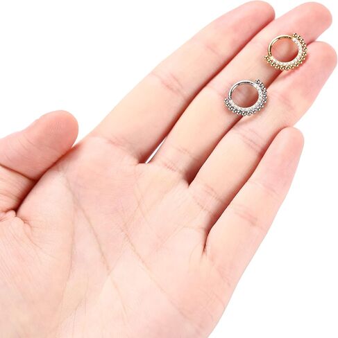 FUNLMO 16G 18G Septum Daith Jewelry Nose Ring Hoop Daith Cartilage Earring Septum Ring Daith Rook Tragus Helix Conch Piercing Jewelry 316L Surgical Steel Septum Clicker in Kuwait