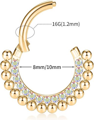 FUNLMO 16G 18G Septum Daith Jewelry Nose Ring Hoop Daith Cartilage Earring Septum Ring Daith Rook Tragus Helix Conch Piercing Jewelry 316L Surgical Steel Septum Clicker in Kuwait