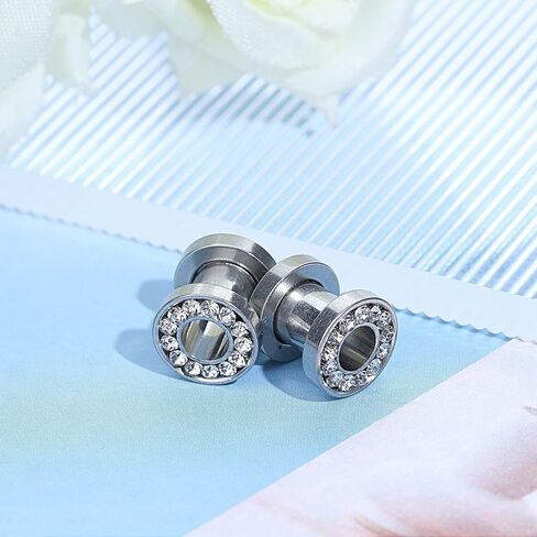 IRONBOX 6Pairs 00Gauges Ear Tunnel Expander Earrings Stainless Steel with Ziecon 0G Ear Plugs Earrings 2G Ear Stretcher Piercings Jewelry 14G-00G Double Flared Screw Fit Ear Gauges Set in Saudi Arabia