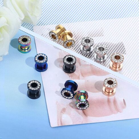 IRONBOX 6Pairs 00Gauges Ear Tunnel Expander Earrings Stainless Steel with Ziecon 0G Ear Plugs Earrings 2G Ear Stretcher Piercings Jewelry 14G-00G Double Flared Screw Fit Ear Gauges Set in Saudi Arabia
