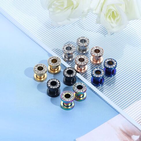 IRONBOX 6Pairs 00Gauges Ear Tunnel Expander Earrings Stainless Steel with Ziecon 0G Ear Plugs Earrings 2G Ear Stretcher Piercings Jewelry 14G-00G Double Flared Screw Fit Ear Gauges Set in Saudi Arabia
