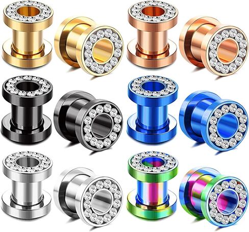 IRONBOX 6Pairs 00Gauges Ear Tunnel Expander Earrings Stainless Steel with Ziecon 0G Ear Plugs Earrings 2G Ear Stretcher Piercings Jewelry 14G-00G Double Flared Screw Fit Ear Gauges Set in Saudi Arabia