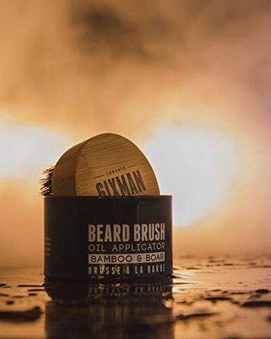 6IXMAN™ BEARD BRUSH - BAMBOO AND BOAR BRISTLE – For Short to Medium Beards, Easy-grip handle, Travel Friendly, Exfoliating, Beard Oil Applicator – Includes Travel Tin in Saudi Arabia