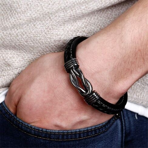 Jeulia Infinity Design Men's Bracelet in Titanium Steel Gift for Boyfriend Husband Birthday With Jewelry Gift Box (200mm) in Saudi Arabia