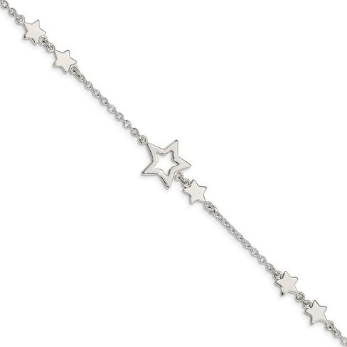 Solid 925 Sterling Silver Star Bracelet - with Secure Lobster Lock Clasp 7.5" in Kuwait