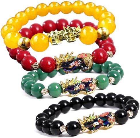 4Pcs/set Feng Shui Pi Xiu Men's Bracelet Obsidian Wealth Bracelet Hand Carved Mantra Stone Attract Health Money Feng Shui Jewelry in Saudi Arabia