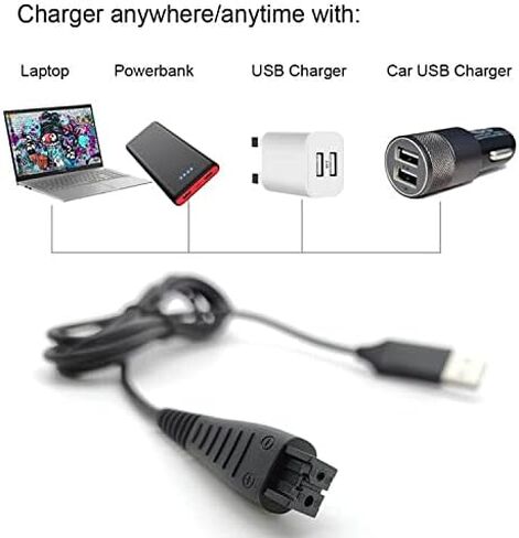JIUJOJA USB ماكينة حلاقة شاحن كابل سلك الطاقة 5 فولت إلى 5.4 فولت بديل لباناسونيك RE7-87، RE7-40 ماكينة حلاقة كهربائية شاحن شفرة لـ ES-LV65-S ES-LA93-K ES-RT51-S ES-LA63-S ES-LV95 -س in Kuwait