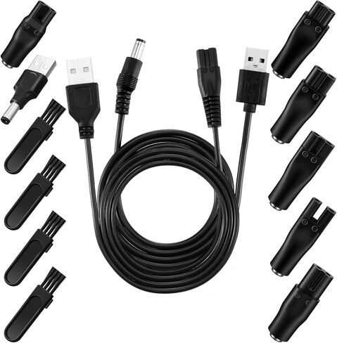 13 قطعة من تودو شاحن بديل محول USB بديل لماكينة الحلاقة سلك شاحن USB كابل بيانات USB وخط بيانات USB وفرشاة تنظيف ماكينة حلاقة لماكينة الحلاقة الكهربائية ومعدات التجميل والمصابيح وما إلى ذلك in Kuwait