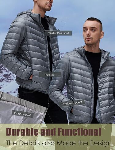 سترة YISEVEN للرجال خفيفة الوزن ومقاومة للماء وقابلة للتعبئة in Kuwait