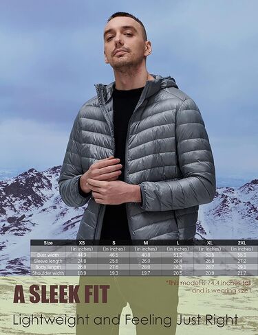 سترة YISEVEN للرجال خفيفة الوزن ومقاومة للماء وقابلة للتعبئة in Kuwait