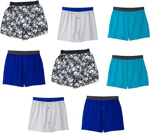 Fruit of the Loom Men's Knit Boxers 8-Pack Breathable Cooling Cotton Micro-Mesh Soft Flex Waistband in Saudi Arabia
