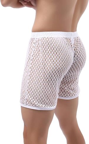 Evankin Men's See Through Shorts Mesh Loose Shorts Lounge Underwear Cover up Boxer Trunks in Saudi Arabia