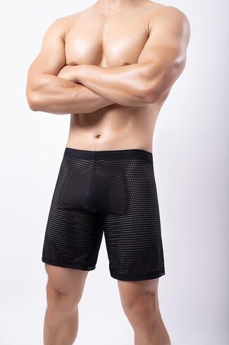 Evankin Men's See Through Shorts Mesh Loose Shorts Lounge Underwear Cover up Boxer Trunks in Saudi Arabia