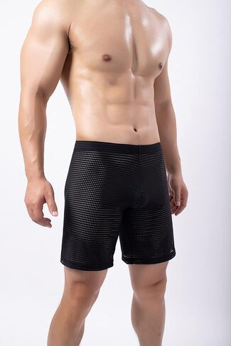 Evankin Men's See Through Shorts Mesh Loose Shorts Lounge Underwear Cover up Boxer Trunks in Saudi Arabia
