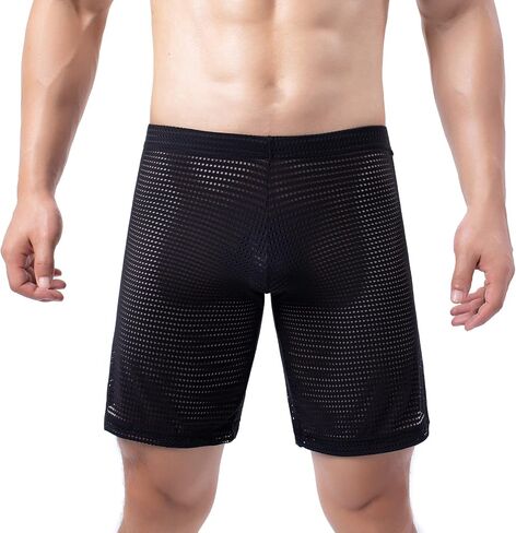 Evankin Men's See Through Shorts Mesh Loose Shorts Lounge Underwear Cover up Boxer Trunks in Saudi Arabia