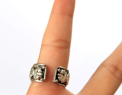 Bohemian Style Tibetan Om Adjustable Ring | Argentium Plated Stainless Steel Jewelry From Nepal in Saudi Arabia
