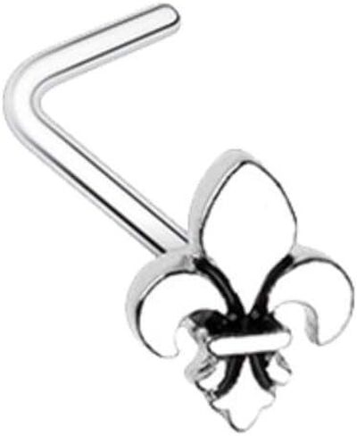 Covet Jewelry Fleur De Lis L-Shape Nose Ring in Saudi Arabia