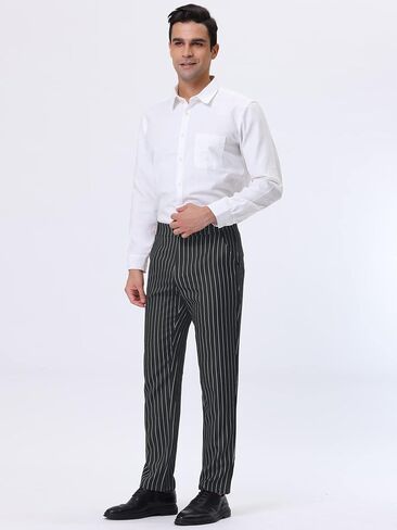 Lars Amadeus Men's Striped Dress Pants Straight Fit Color Block Office Work Suit Trousers in Saudi Arabia